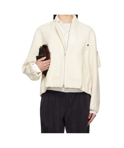 Sacai Long-sleeved Casual Jacket In White