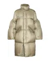 Sacai Long Down Jacket With Sculpted Sleeves In Nude