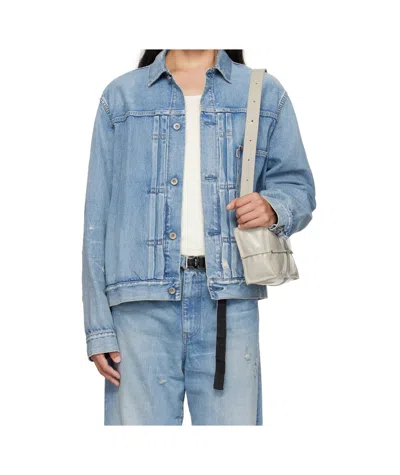 Sacai Long-sleeved Denim Jacket In Blue