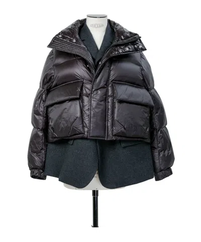 Sacai Long-sleeved Down Jacket In Black