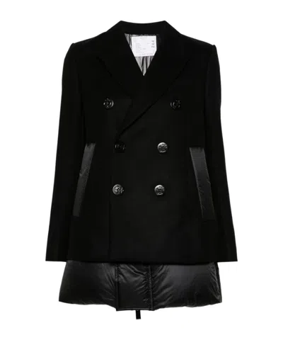 Sacai Long-sleeved Down Jacket In Black