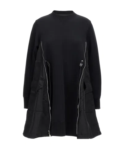 Sacai Long-sleeved Dress In Black