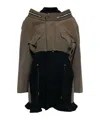 Sacai Grosgrain Bonding X Wool Melton Dress In Black