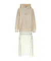 Sacai White Suiting Bonding Mix Dress In Nude