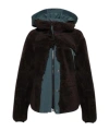 Sacai Long Sleeved Hooded Shearling Jacket In Black