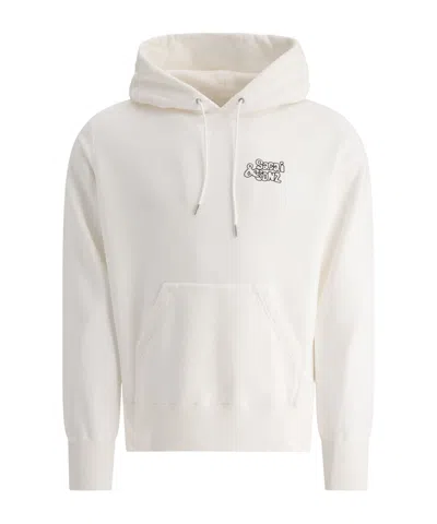 SACAI SACAI LOGO EMBROIDERED DRAWSTRING HOODIE