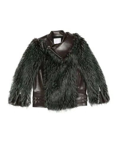 Sacai Long-sleeved Jacket In Brown