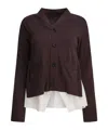 Sacai Long-sleeved Knitted Cardigan In Burgundy