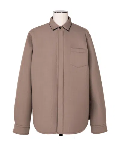 Sacai Long-sleeved Lapel Shirt In Brown