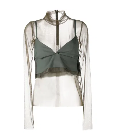 Sacai Long-sleeved Layer Blouse In Gray