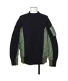 Sacai Bomber Jacket Hybrid Panelled Sweatshirt In Black