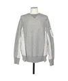 Sacai Knitted-panels Sweatshirt In Gray