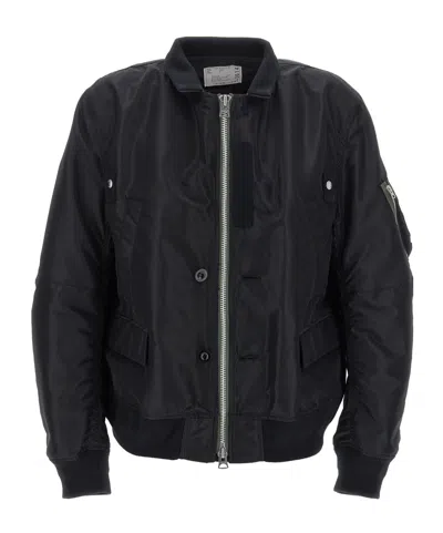 Sacai Long-sleeved Pilot Jacket In Black