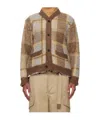 Sacai Brown Plaid Knit Cardigan In Nude