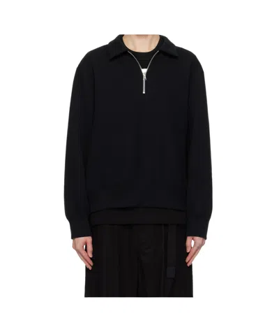 Sacai Black Sponge Sweat Polo In 001 Black