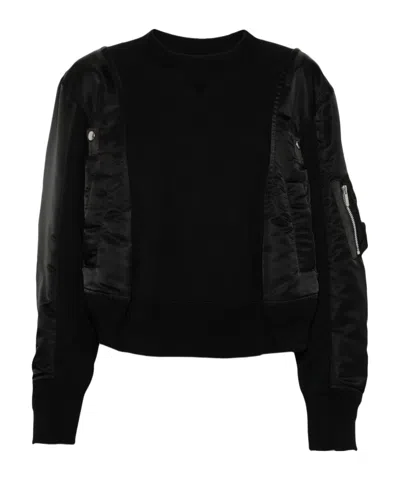 SACAI SACAI PANELLED CREWNECK SWEATSHIRT