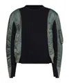 Sacai Navy And Green Cotton Sweatshirt In Black