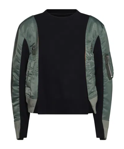SACAI SACAI PANELLED CREWNECK SWEATSHIRT