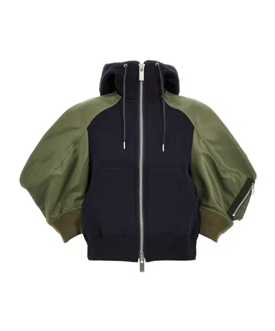 Sacai Long-sleeved Spliced Jacket In Black
