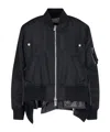 Sacai Pleated-hem Zip-up Bomber Jacket In Black