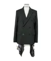 Sacai Double-breasted Paisley-print Voile-trimmed Grain De Poudre Blazer In Black