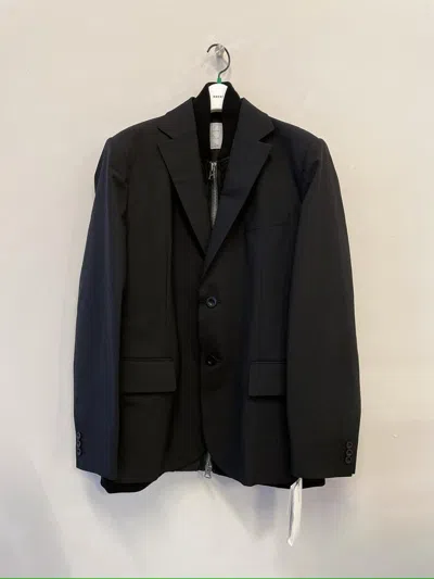 Sacai Long Sleeved Suit Jacket In Black