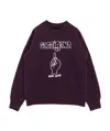Sacai Graphic Print Crewneck Sweatshirt With Ribbed Cuffs In Brown