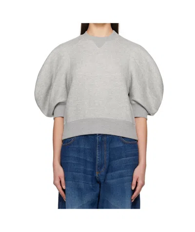 SACAI SACAI CREWNECK BALOON SLEEVED SWEATSHIRT