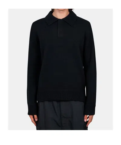 Sacai Long-sleeved Wool Sweater In Black