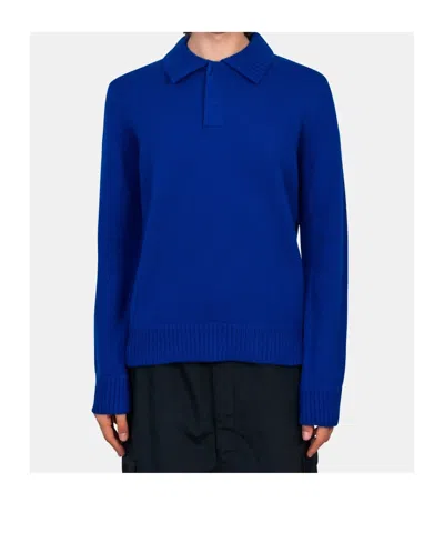 Sacai Long-sleeved Wool Sweater In Blue