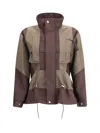 Sacai Paneled High-neck Bomber Jacket In Brown