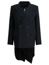 Sacai Long Wool Coat Jackets And Coats Grey In Black