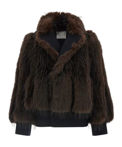 Sacai Long-sleeve Casual Jacket In Brown