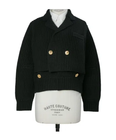 Sacai Long-sleeve Knit Jacket In Black