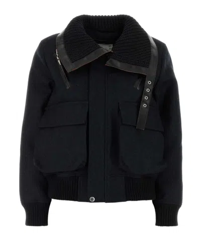 Sacai Paneled Wool Puffer Jacket In Black