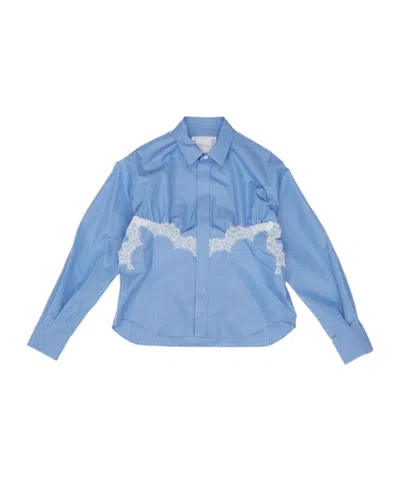 Sacai Long-sleeved Shirt In Blue