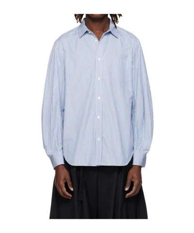 Sacai Long-sleeved Striped Shirt In Blue