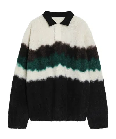 Sacai Multicolour Gradient Striped Polo Sweater In Black