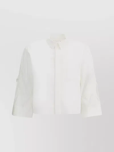 Sacai Loose Fit Cotton Shirt With Three-quarter Sleeves