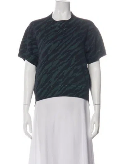 Pre-owned Sacai Luck Animal Print Crew Neck T-shirt In Green