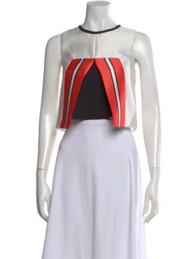 Pre-owned Sacai Luck Colorblock Pattern Crew Neck Crop Top In Multi