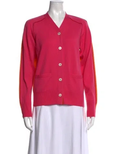 Pre-owned Sacai Luck Colorblock Pattern V-neck Sweater In Pink