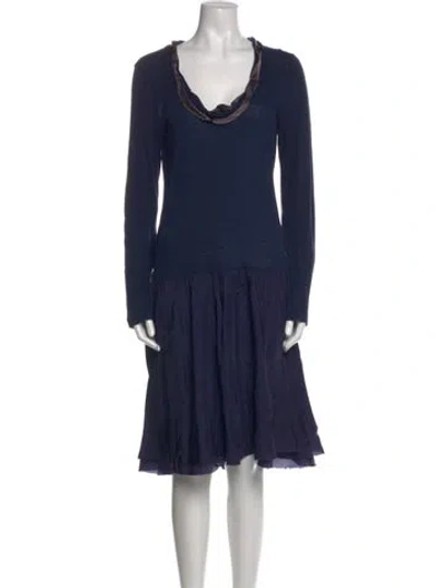 Pre-owned Sacai Luck Cowl Neck Knee-length Dress In Blue