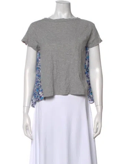 Pre-owned Sacai Luck Floral Print Crew Neck T-shirt In Gray