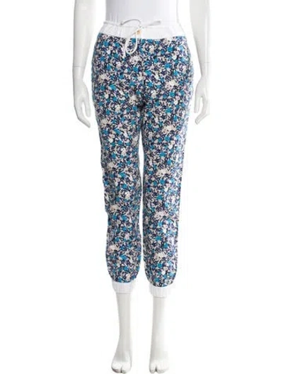 Pre-owned Sacai Luck Floral Print Straight Leg Pants In Blue