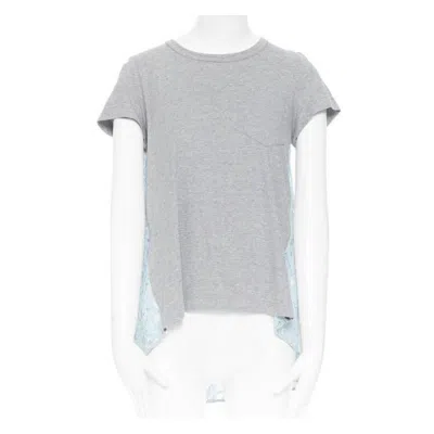 Pre-owned Sacai Luck Grey 100% Cotton Light Blue Lace Back Short Sleeve Mullet T-shirt Jp1 In Gray