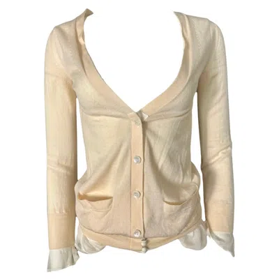 Pre-owned Sacai Luck Ivory Wool Cardigan Sweater, Size 2 In White
