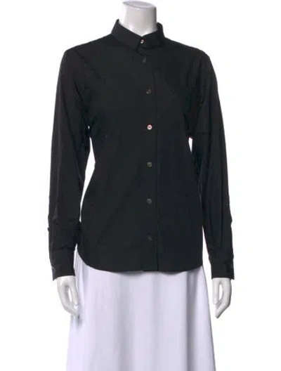 Pre-owned Sacai Luck Lace Long Sleeve Button-up Top In Black