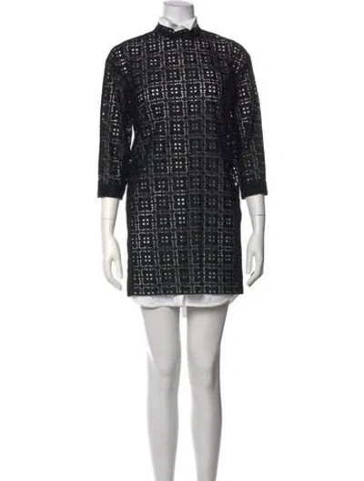 Pre-owned Sacai Luck Lace Pattern Mini Dress In Black
