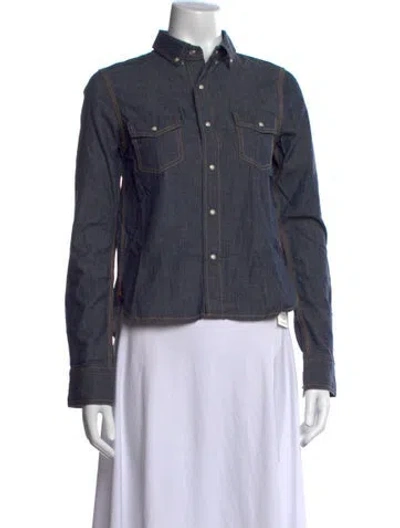 Pre-owned Sacai Luck Long Sleeve Button-up Top In Blue